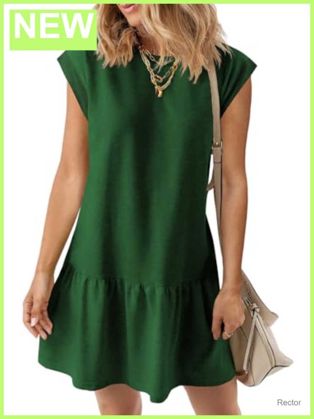 Womens Summer Mini Dress Cap Sleeve Ruffle Hem Babydoll Casual Tshirt Dress